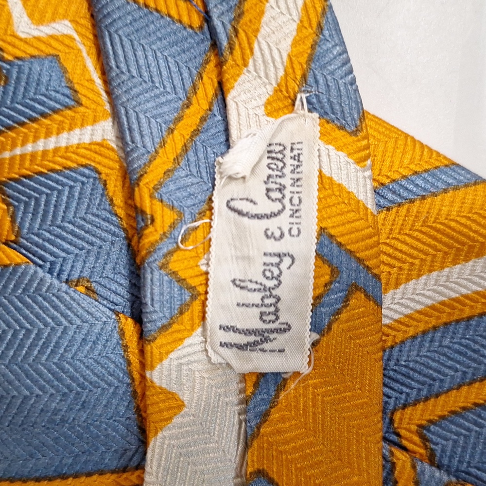 Vintage Christian Dior silk tie - blue/orange/cream - Picture 4 of 5